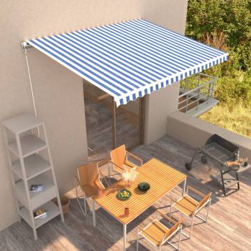 Manual Retractable Awning 400x300 cm - Blue & White