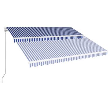 Manual Retractable Awning 400x300 cm - Blue & White