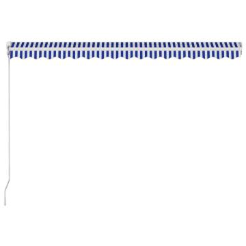 Manual Retractable Awning 400x300 cm - Blue & White