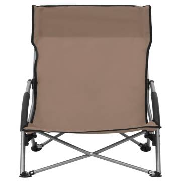 Folding Beach Chairs 2 pcs - Comfortable Taupe Fabric