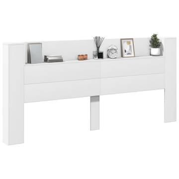 Headboard Cabinet with LED - Modern White Design | Hipo Market