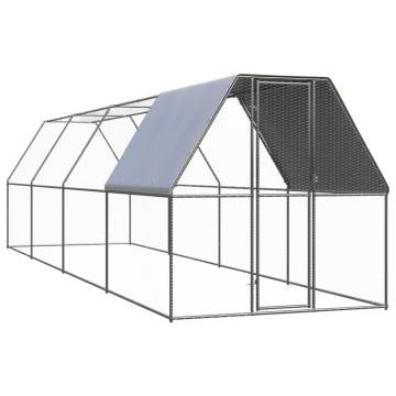 Outdoor Chicken Cage 2x8x2 m - Galvanised Steel Enclosure