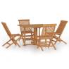 5 Piece Folding Outdoor Dining Set - Solid Teak Wood