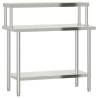 Stainless Steel Kitchen Work Table with Overshelf | 110x55x120 cm