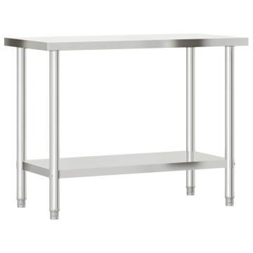 Stainless Steel Kitchen Work Table with Overshelf | 110x55x120 cm