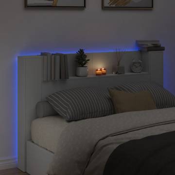 Stylish White LED Headboard Cabinet - 160x16.5 cm