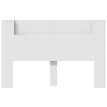 Stylish White LED Headboard Cabinet - 160x16.5 cm