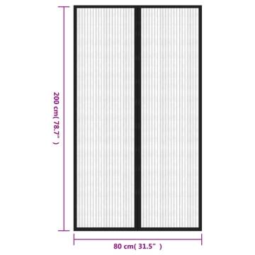 Insect Door Curtains 2 pcs with Magnet Blocks - Black 200x80 cm