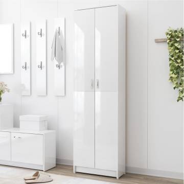 High Gloss White Hallway Wardrobe - 55x25x189 cm | HipoMarket