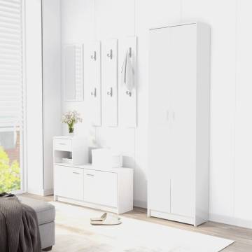 High Gloss White Hallway Wardrobe - 55x25x189 cm | HipoMarket