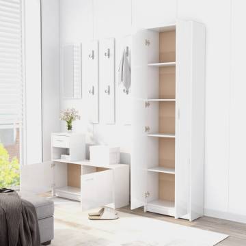 High Gloss White Hallway Wardrobe - 55x25x189 cm | HipoMarket