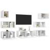 7 Piece High Gloss White TV Cabinet Set - Modern & Stylish