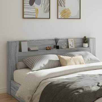 Headboard Cabinet with LED - Grey Sonoma | Hipomarket UK