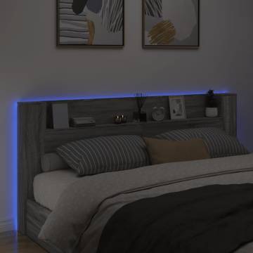 Headboard Cabinet with LED - Grey Sonoma | Hipomarket UK