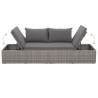 Outdoor Lounge Bed with Cushions - Grey Poly Rattan Style