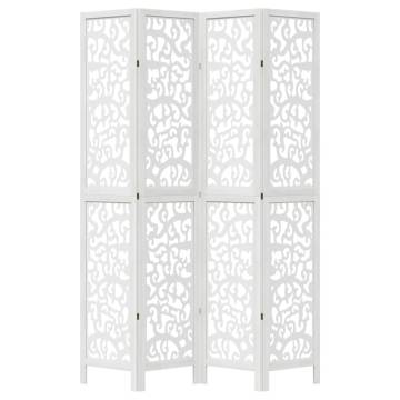 Elegant White Room Divider - 4 Panels Solid Wood