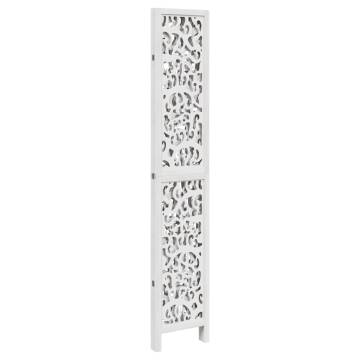 Elegant White Room Divider - 4 Panels Solid Wood