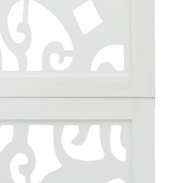 Elegant White Room Divider - 4 Panels Solid Wood