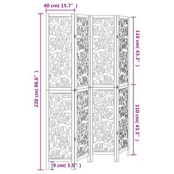 Elegant White Room Divider - 4 Panels Solid Wood