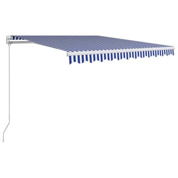 Manual Retractable Awning 300x250 cm - Blue & White | Hipomarket