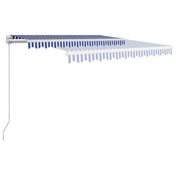 Manual Retractable Awning 300x250 cm - Blue & White | Hipomarket