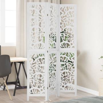 Elegant White 3-Panel Room Divider | Durable Paulownia