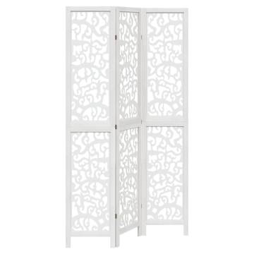 Elegant White 3-Panel Room Divider | Durable Paulownia