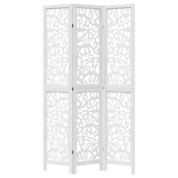 Elegant White 3-Panel Room Divider | Durable Paulownia