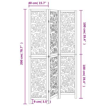 Elegant White 3-Panel Room Divider | Durable Paulownia