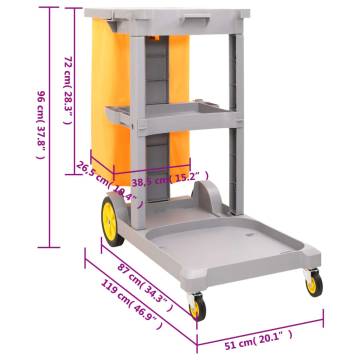 3-Tier Cleaning Trolley with Removable Bag - Efficient & Durable