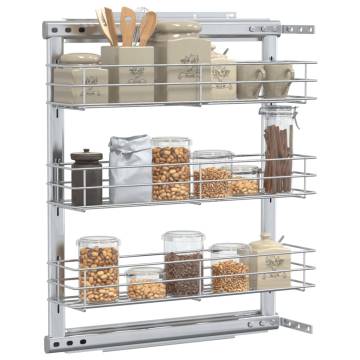 3-Tier Pull-out Kitchen Wire Basket - Silver | HipoMarket