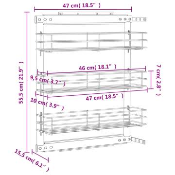 3-Tier Pull-out Kitchen Wire Basket - Silver | HipoMarket