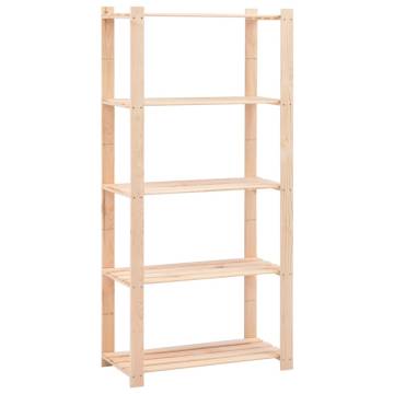 5-Tier Storage Racks - Solid Pinewood Storage Solution | HipoMarket