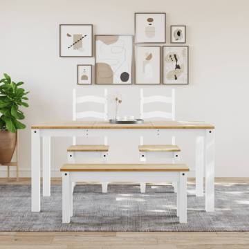 Panama White Dining Bench - Solid Pine Wood 105x30x45 cm