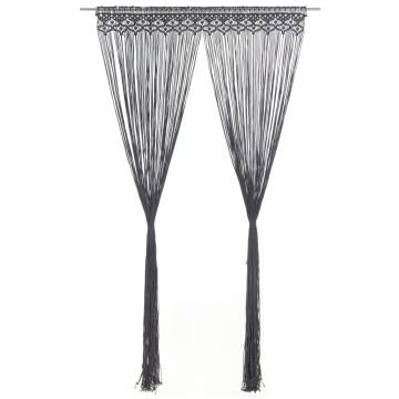 Macrame Curtain Anthracite 140x240 cm - Elegant Interior Decor