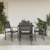 5 Piece Garden Dining Set Black Steel and Textilene Size 80 cm table length Number of 4 