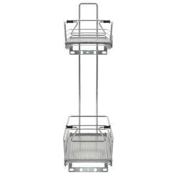 2-Tier Pull-out Kitchen Wire Basket - Silver, 47x15x54.5 cm