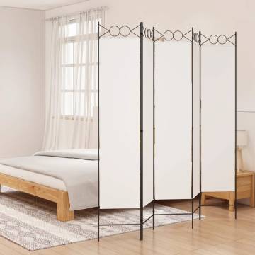 5-Panel Room Divider White 200x200 cm Fabric | Hipo Market