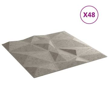 Wall Panels 48 pcs Concrete Grey 50x50 cm XPS Diamond | Hipomarket