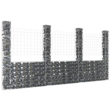 U-Shape Gabion Basket with 4 Posts - Durable Iron 380x20x200 cm