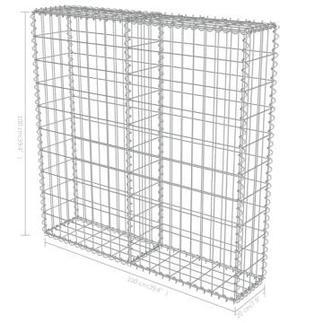 Gabion Wall with Covers - Galvanised Steel 100x20x100 cm