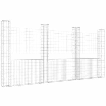 U-Shape Gabion Basket with 4 Posts - Durable Iron 380x20x200 cm