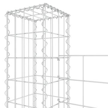 U-Shape Gabion Basket with 4 Posts - Durable Iron 380x20x200 cm