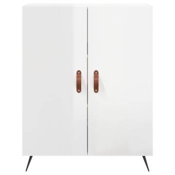 Elegant Highboard in High Gloss White - 69.5x34x180 cm