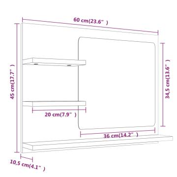 Bathroom Mirror Grey Sonoma 60x10.5x45 cm - Hipomarket