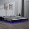 LED Bed Frame Black 150x200 cm King Size Solid Wood Colour black Size 150 x 200 cm 