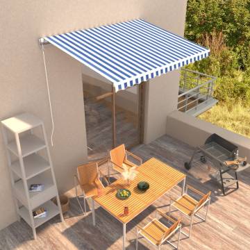 Manual Retractable Awning 350x250 cm Blue and White