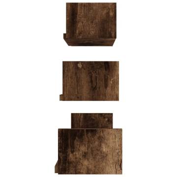 Wall Display Shelves - 3 pcs Smoked Oak | Hipomarket