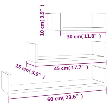 Wall Display Shelves - 3 pcs Smoked Oak | Hipomarket