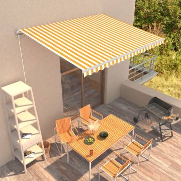 Manual Retractable Awning 400x300 cm - Yellow & White